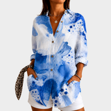 Sile - Coastal Breeze Watercolour Blouse