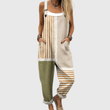 Khaki Stripe Dungarees - Charlotte & Willow