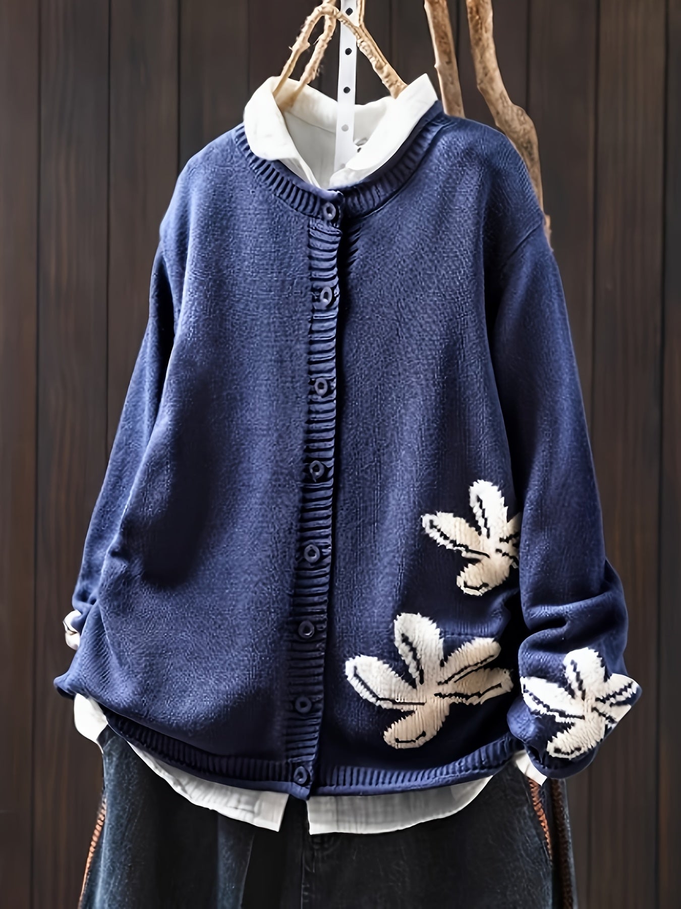 Justine - Cardigan Floral Bleu