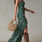 Roisin Bohemian Maxi Dress with Puff Sleeves - Charlotte & Willow, detail