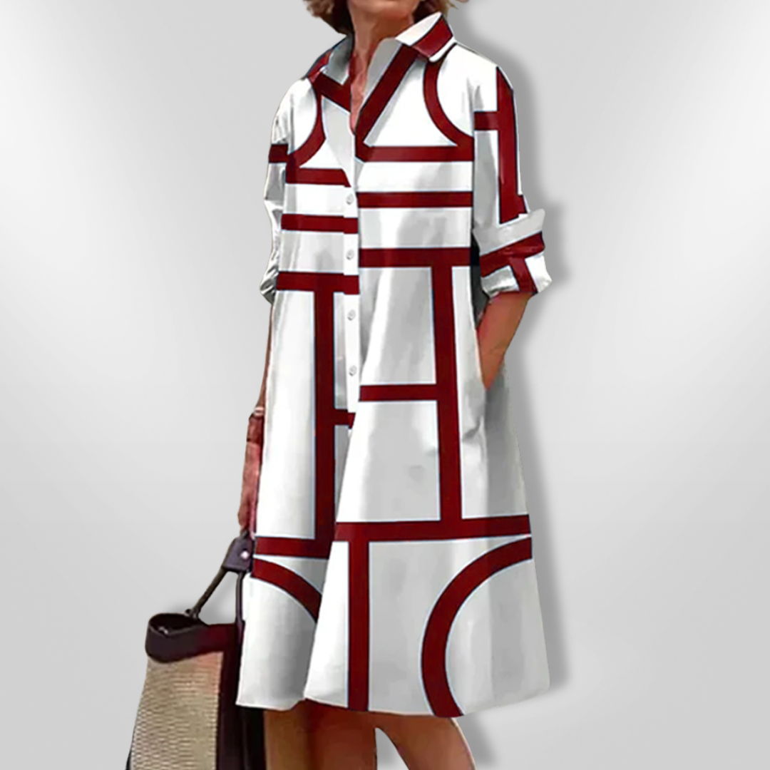 Fionnuala - Geometric Pattern Midi Dress - Charlotte & Willow, product photo 6