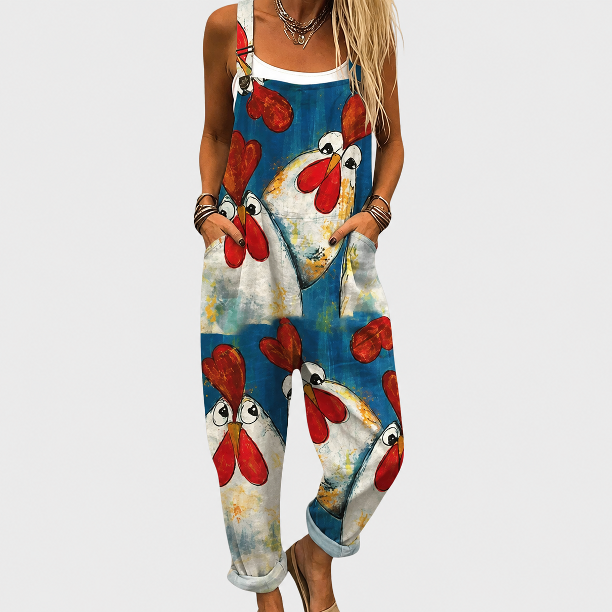 Blue Print Dungarees - Charlotte & Willow