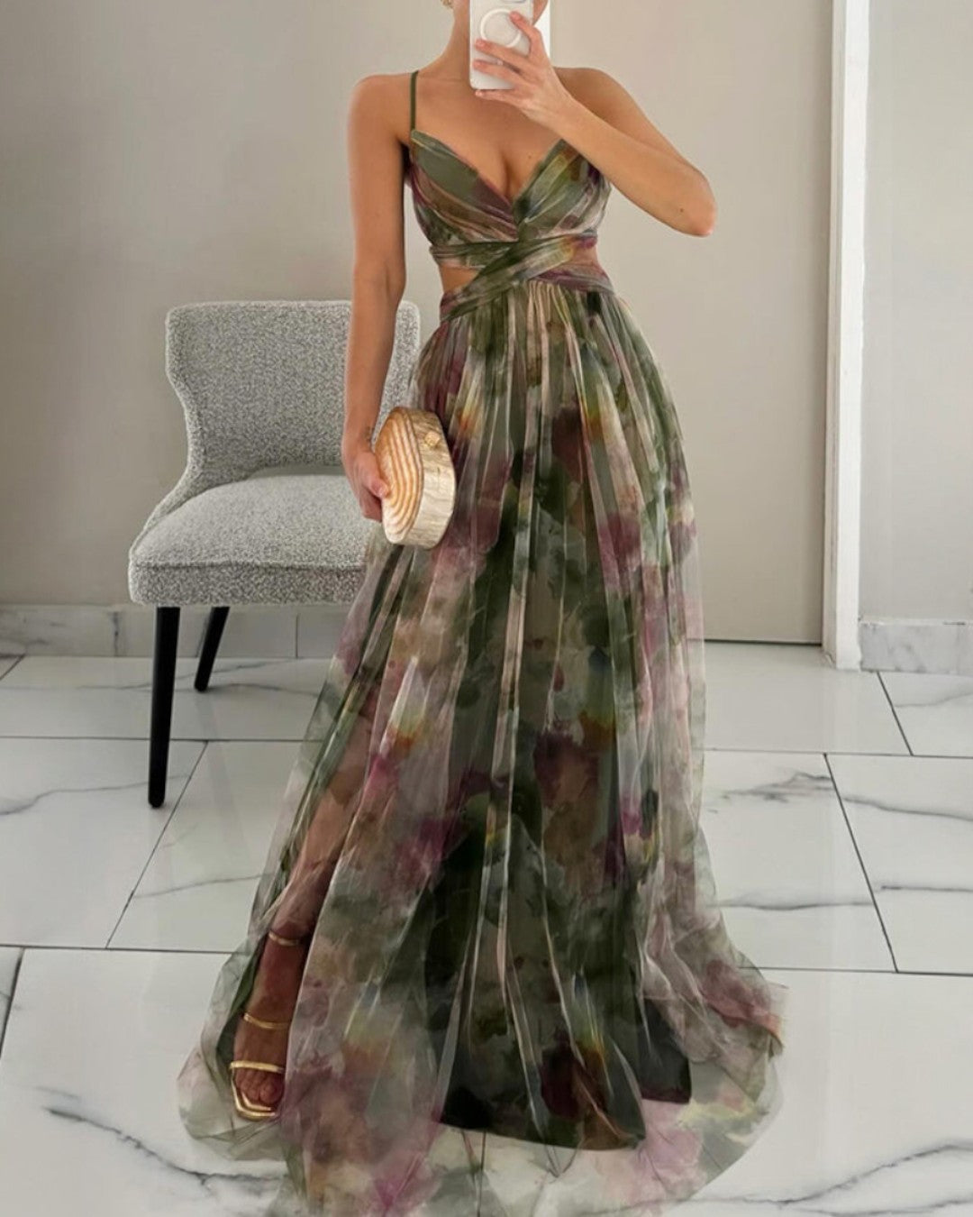 Muirne Floral Print Maxi Dress - Charlotte & Willow, detail
