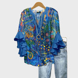 Justine - Animated Sky Blue Blouse