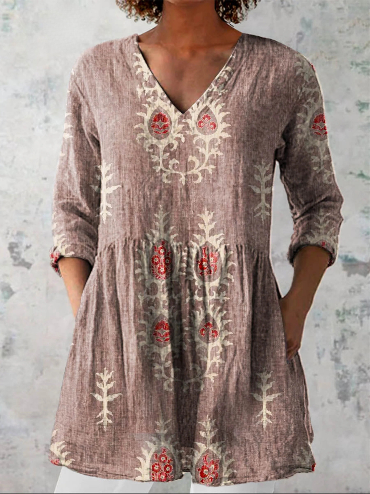 Roisin V Neck Long Blouse - Charlotte & Willow, styled look