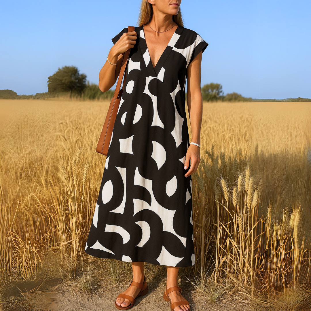 Deirbhile - Graceful Draped Dress - Charlotte & Willow, front