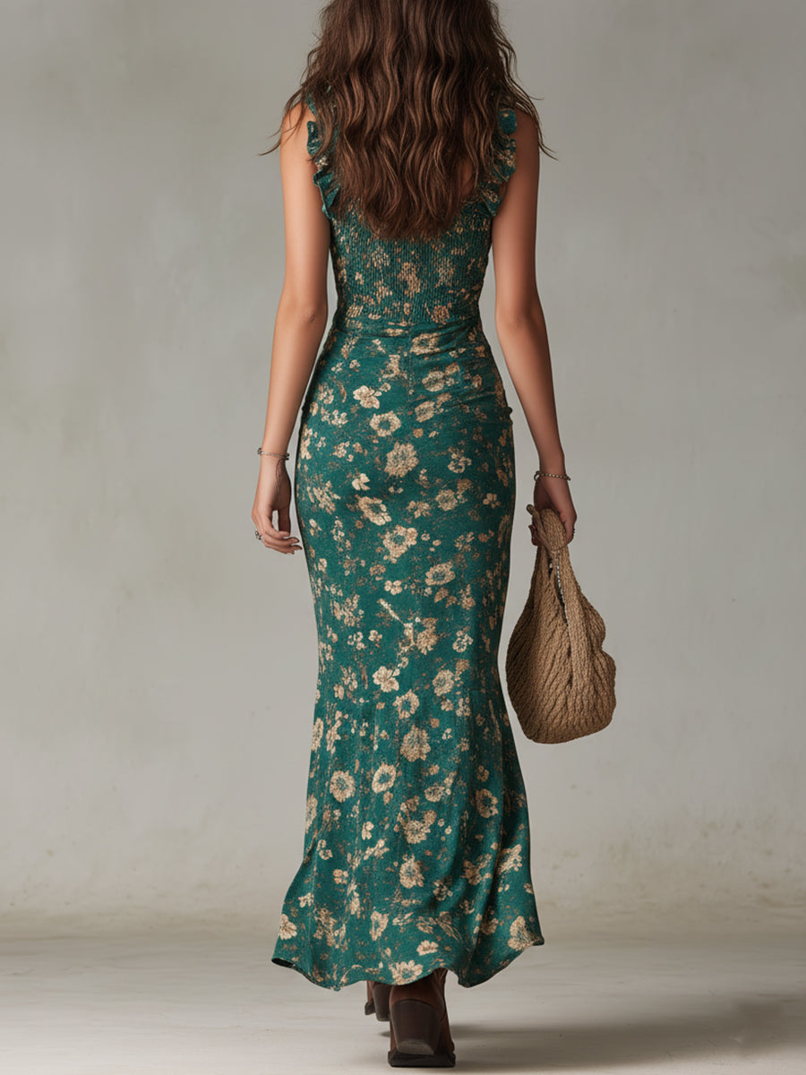 Roisin Bohemian Maxi Dress with Puff Sleeves - Charlotte & Willow, styled look