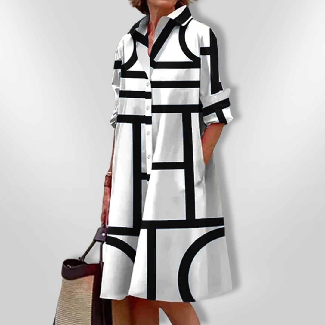 Blánaid - Geometric Pattern Midi Dress - Charlotte & Willow, product photo 7