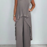Sherry™ Pleated Midi Top & Wide-Leg Pants Set