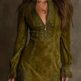 Gwenn | Suede Mini Dress with Lace