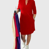 Clara | Solid V-Neck Dress