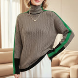 Delia | Luxe Herringbone High-Collar Jumper