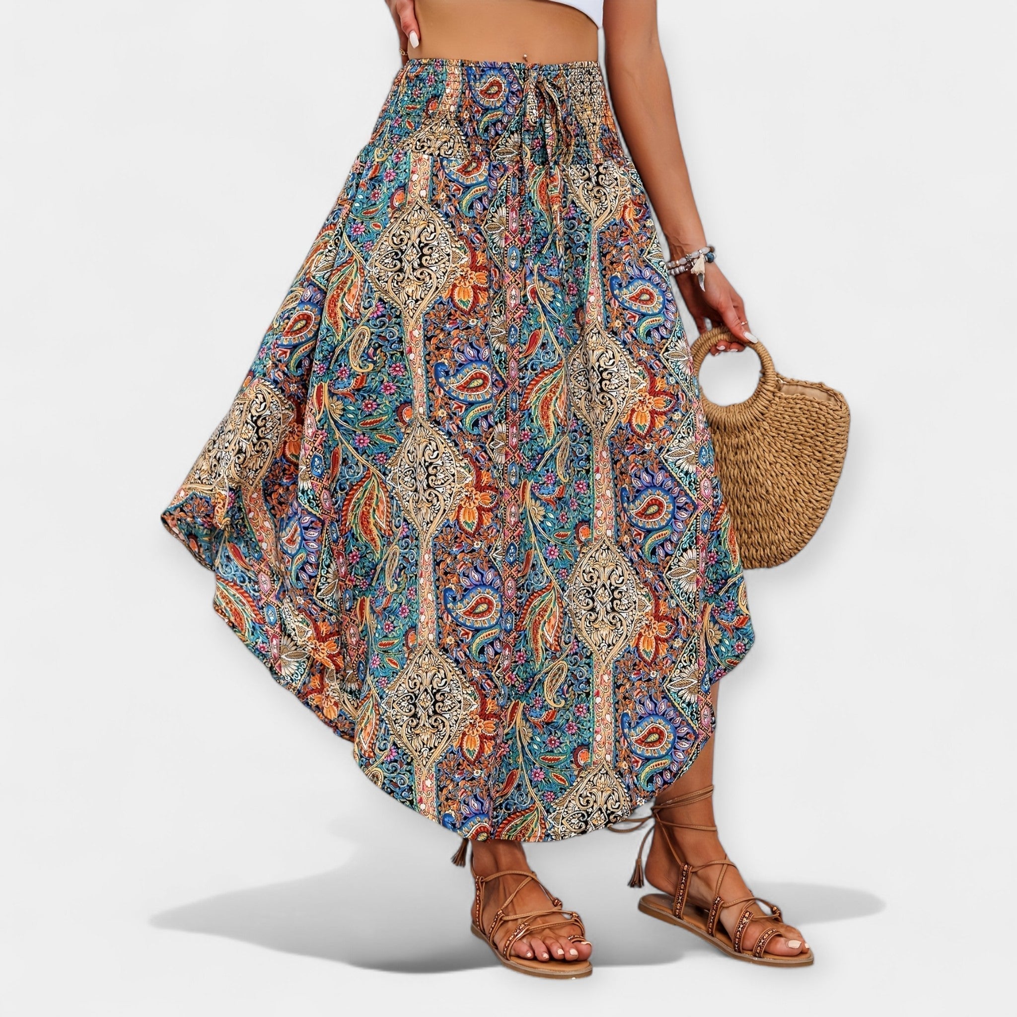 Saoirse - Midi Skirt with Floral Print - Charlotte & Willow, detail