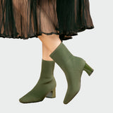 Sarah - Beige Stretch Ankle Boots