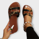 Sara - Faux Leather Sandals with Leopard Print