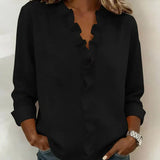 Eleanora | Blouse with Ruffles, V-Neck and Long Sleeves