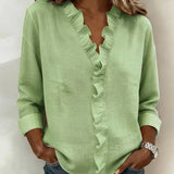 Eleanora | Blouse with Ruffles, V-Neck and Long Sleeves