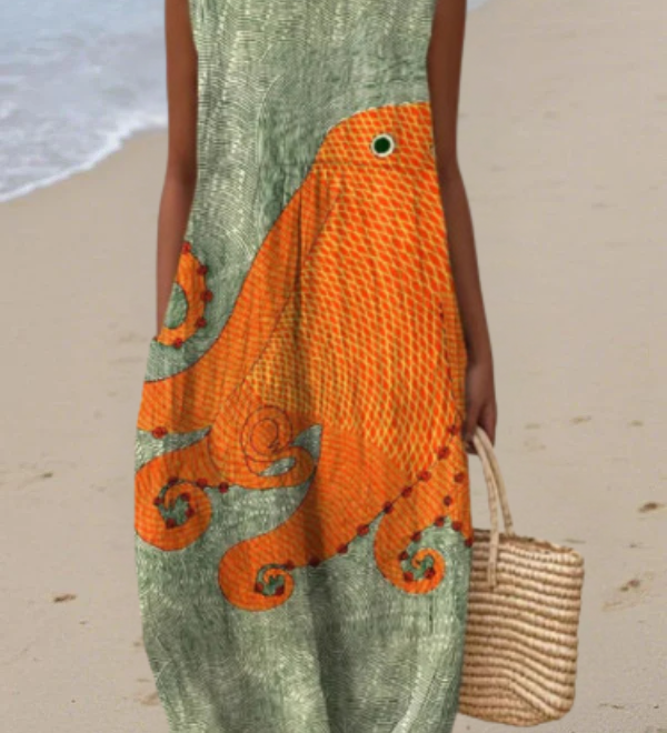 Noreen Oceanic Boho Midi Dress - Charlotte & Willow