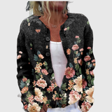Bernadette | Black Cardigan with Rose Design