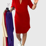Clara | Solid V-Neck Dress
