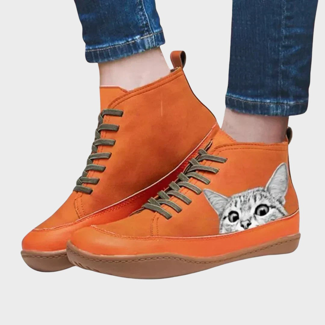 Erin - Cat Print Boots - Charlotte & Willow