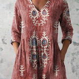Roisin V Neck Long Blouse - Charlotte & Willow, side view