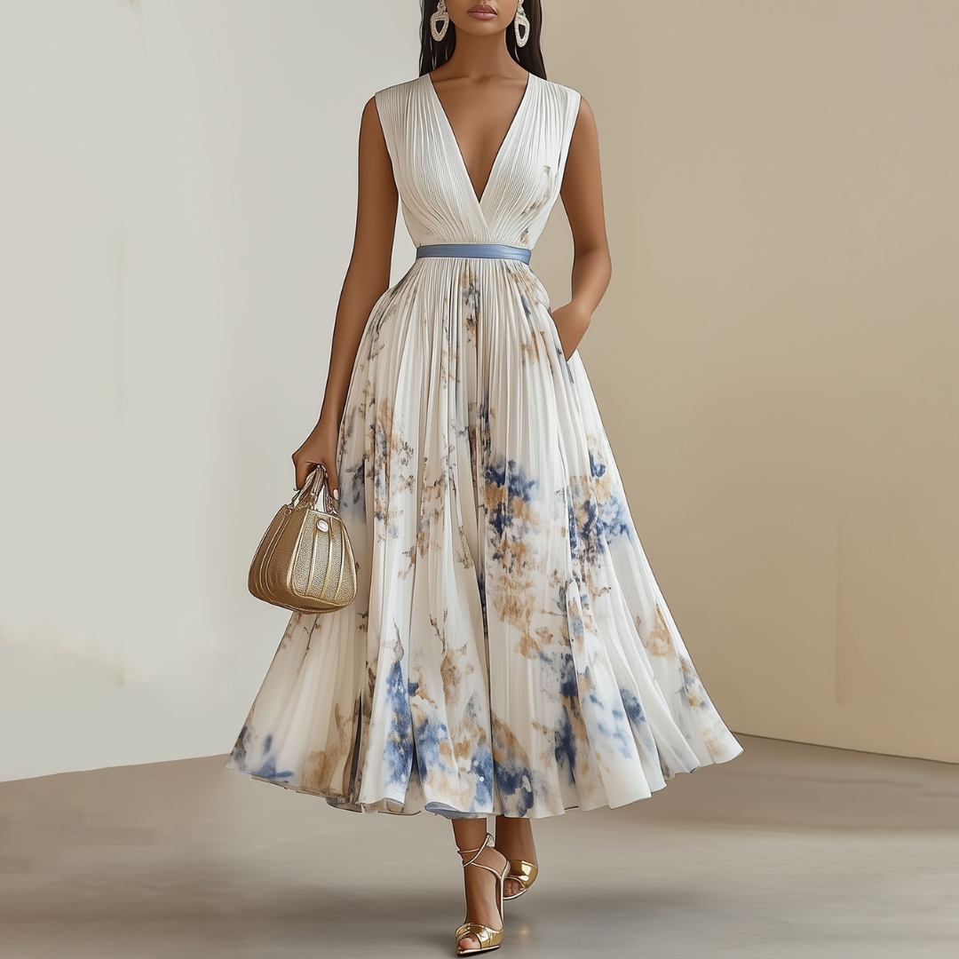 Ciannait - Chic Pleated Dress - Charlotte & Willow, front