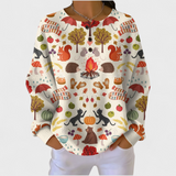 Méabh Cream Jumper Featuring Autumn Forest Design - Charlotte & Willow