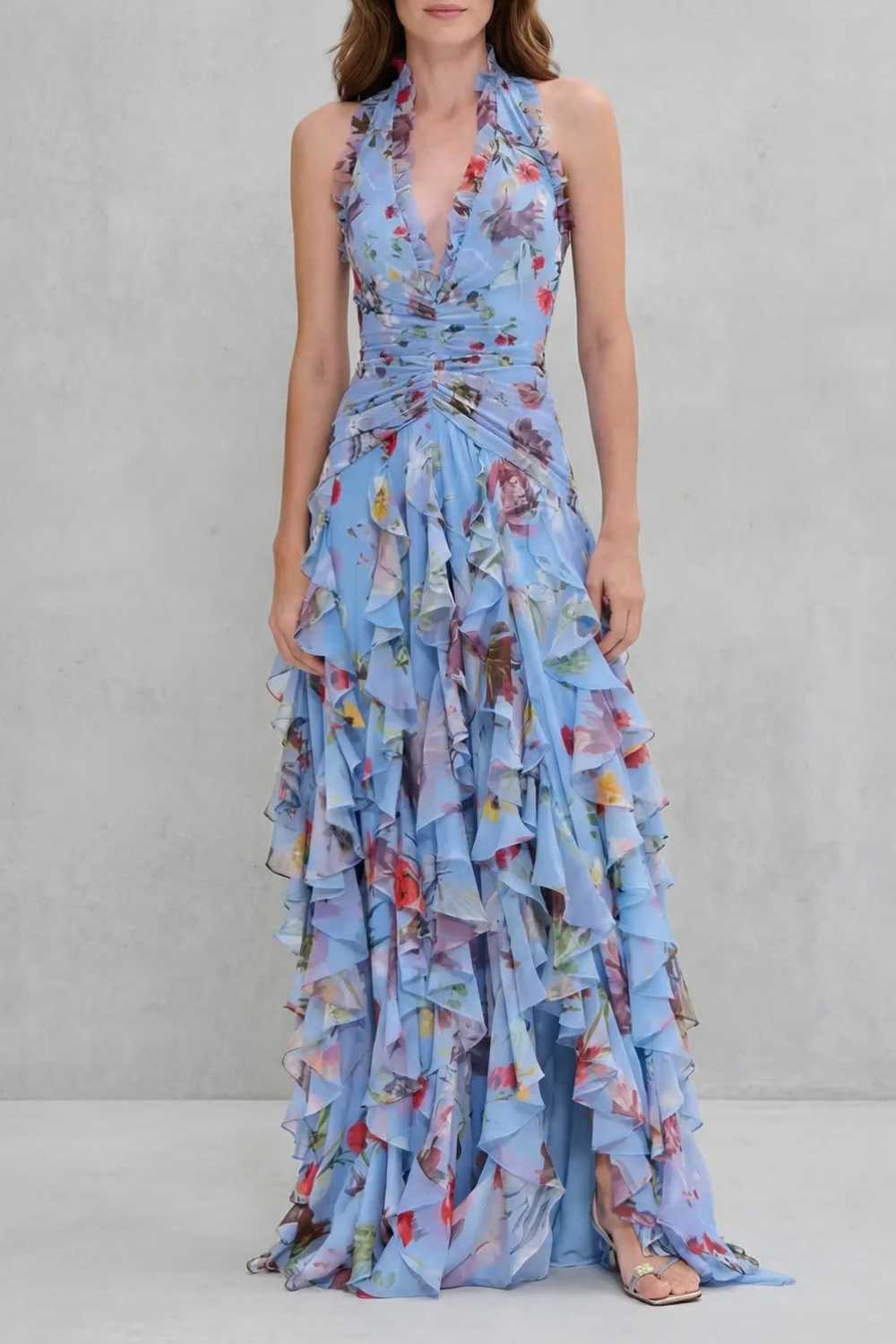 Orlaith Halter Neck Long Dress - Charlotte & Willow, front view