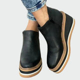 Anaïs - Camel Ankle Boots with Platform Heel