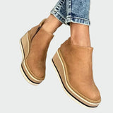 Anaïs - Camel Ankle Boots with Platform Heel