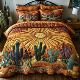 Sunrise Over the Cacti 3-Piece Quilted Bed Set