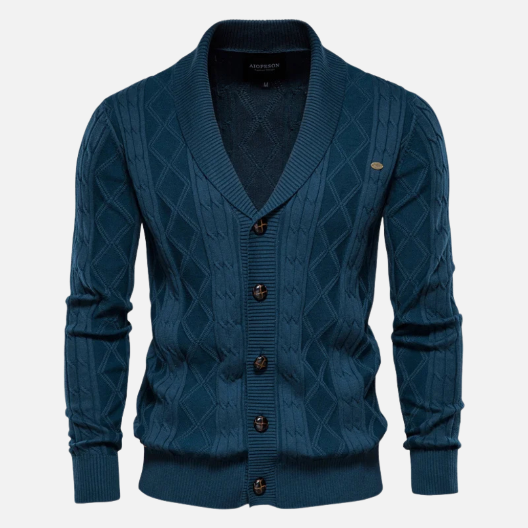 Éanna Cozy Argyle Cardigan - Charlotte & Willow, detail
