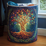 Handcrafted Laundry Basket with Tree of Life Design