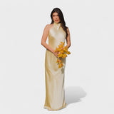 Inès - Satin Halter Neck Dress