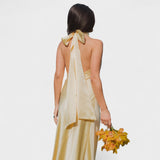Inès - Satin Halter Neck Dress