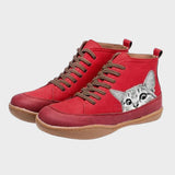 Sarah - Leather Cat Print Boots