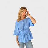 Romane - V-Neck Open Back Blouse