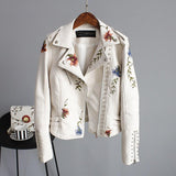 Ell | Stylish Embroidered Leather Jacket