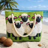 Artisan Beach Tote Featuring Sheep Design