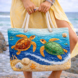 Artisan Beach Tote | Tropical Turtle Pattern