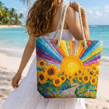 Rainbow Sun Handmade Beach Tote