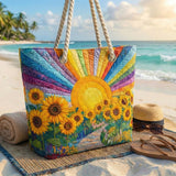 Rainbow Sun Handmade Beach Tote