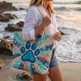 Artisan Beach Tote with Footprint Design