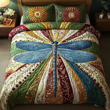 3-Piece Golden Dragonfly Quilted Bed Set