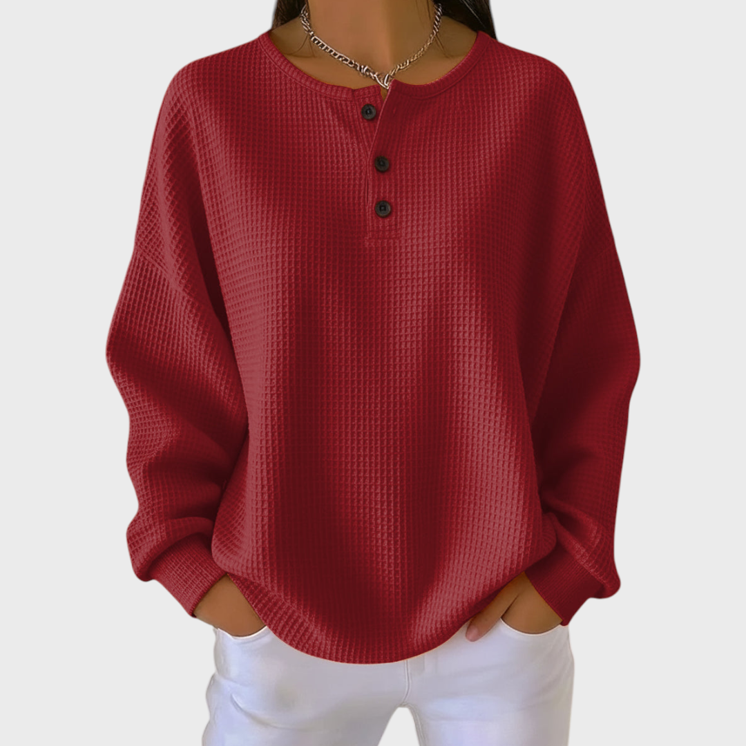 Aisling Cosy Waffle Jumper - Charlotte & Willow, side view
