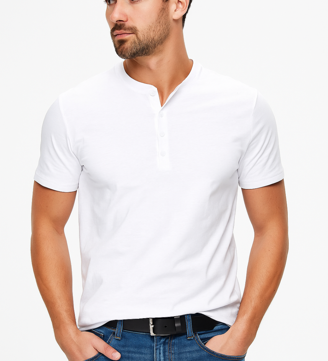 Cian Chic Henley Top - Charlotte & Willow, front view