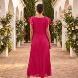 Sibeal Pleated Evening Dress - Charlotte & Willow, front view