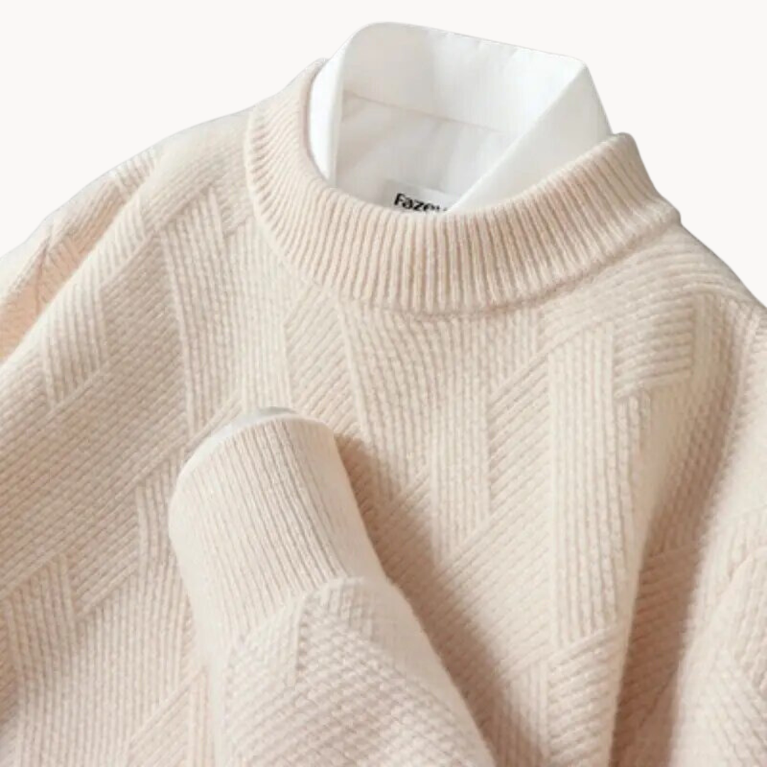 Darragh Elegant Jacquard Sweater - Charlotte & Willow, detail