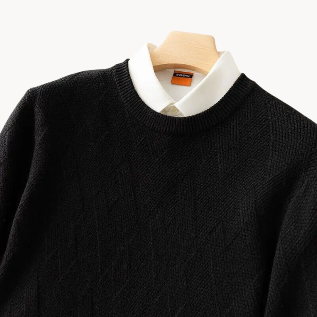 Darragh Elegant Jacquard Sweater - Charlotte & Willow, detail